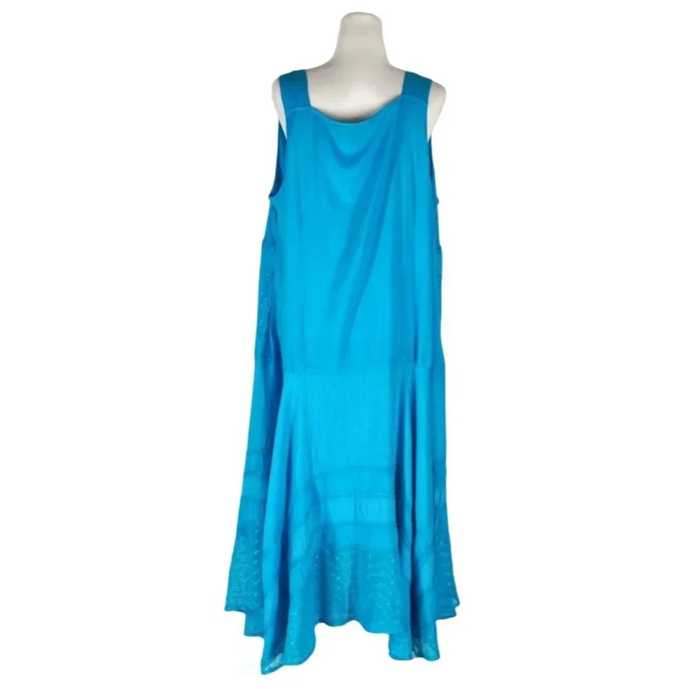 Added Dimensions Dress for Catherines Size 1X Blue Boho Hippie Midi Maxi‎